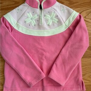 Lands' End Pink and Cream Kids Fleece Sweatshirt